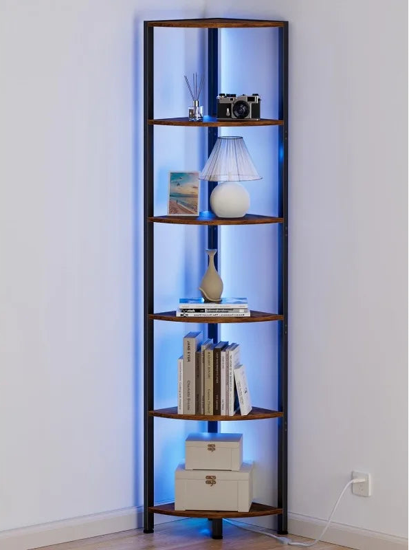 Corner Shelf with LED Light, 67.5” 6 Tier - What The Funk