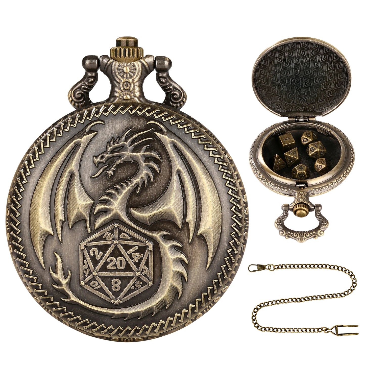 Pocket Watch Dice w/ Mini Metal Dice - What The Funk