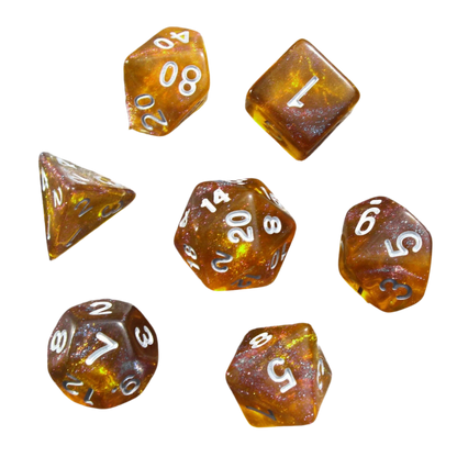 Yellow Galaxy Starry Sky Dice Set