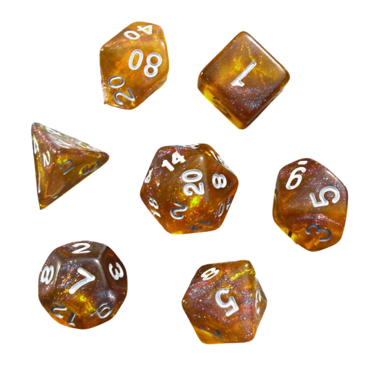 Yellow Galaxy Starry Sky Dice Set