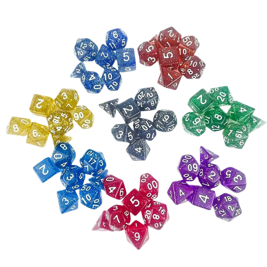 Glittery Translucent Dice Set