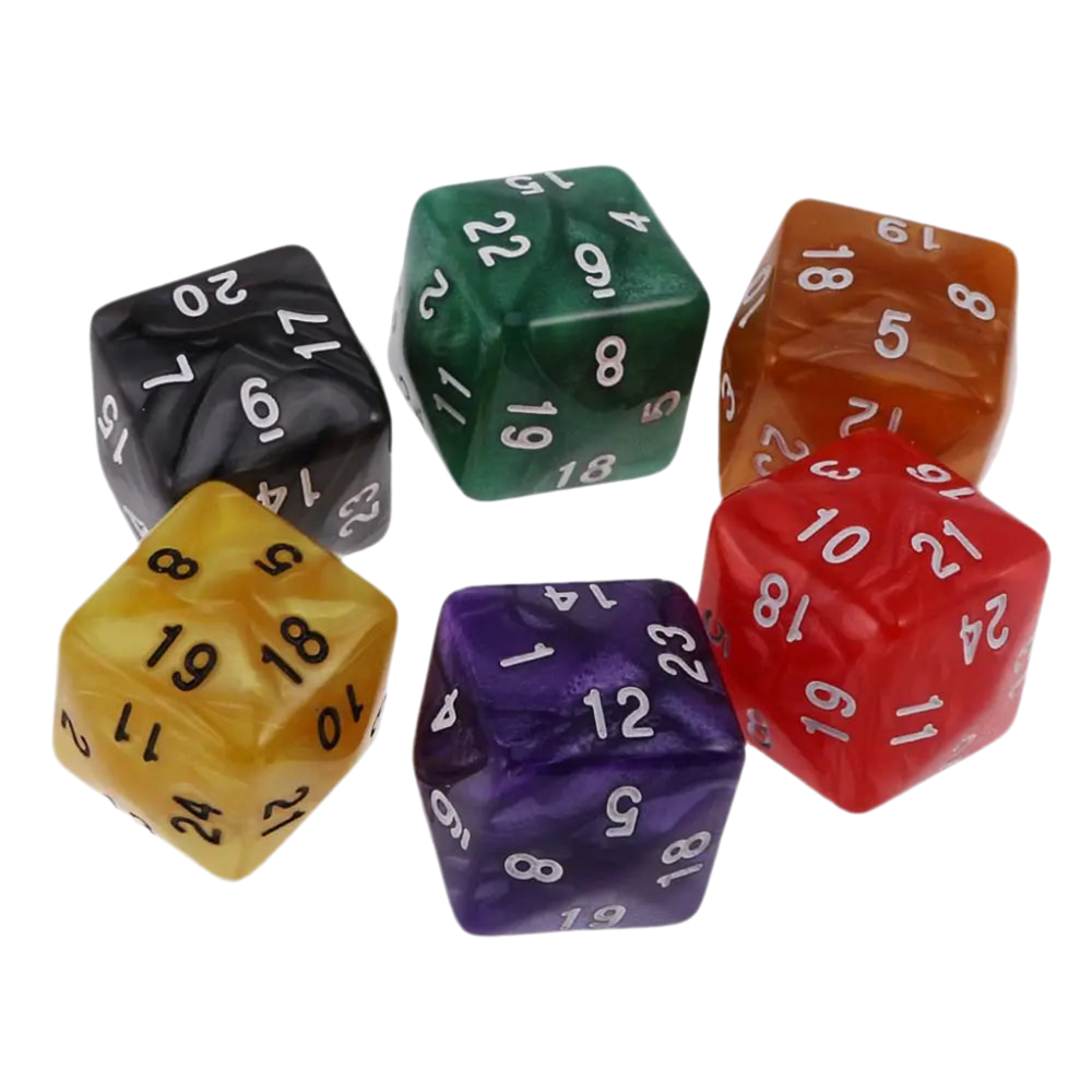 Twenty-Four Sided Dice Set (D24) with Pouch 5pcs