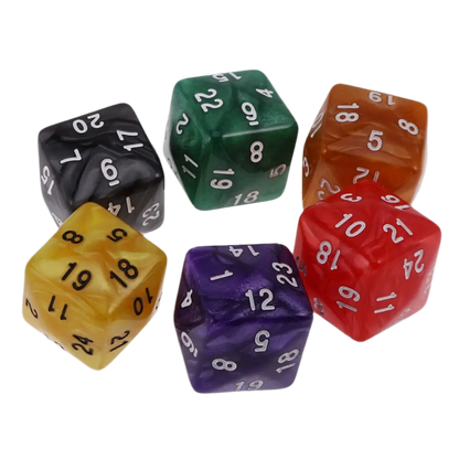 Twenty-Four Sided Dice Set (D24) with Pouch 5pcs