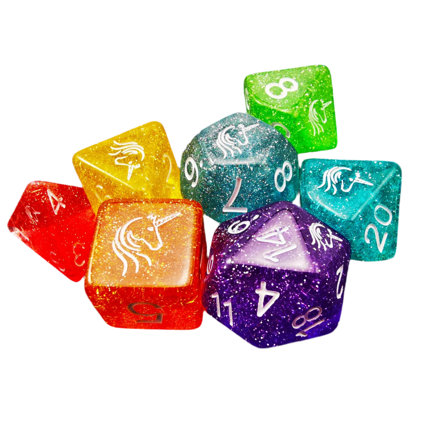 Unicorn Rainbow Sparkle Dice Set