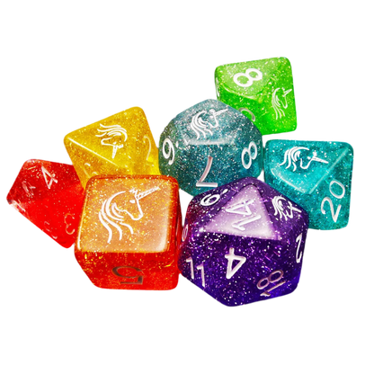 Unicorn Rainbow Sparkle Dice Set