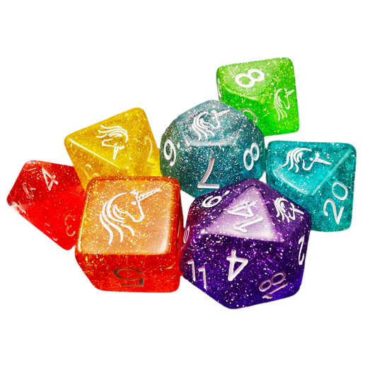 Unicorn Rainbow Sparkle Dice Set