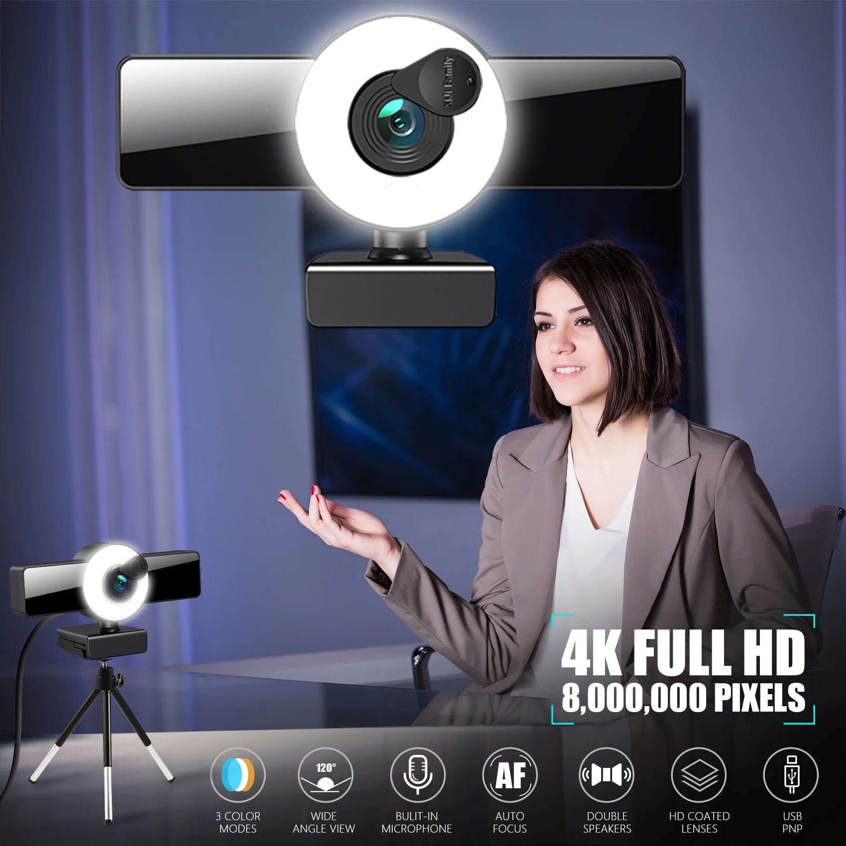 Web Cam Autofocus With Microphone 8k/4k/2k/1080p HD USB - What The Funk