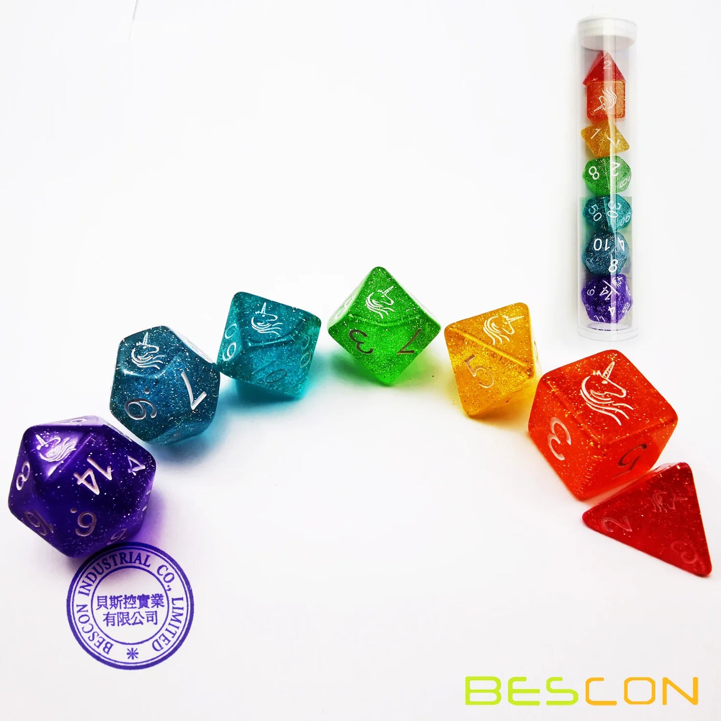 Unicorn Rainbow Sparkle Dice Set - What The Funk