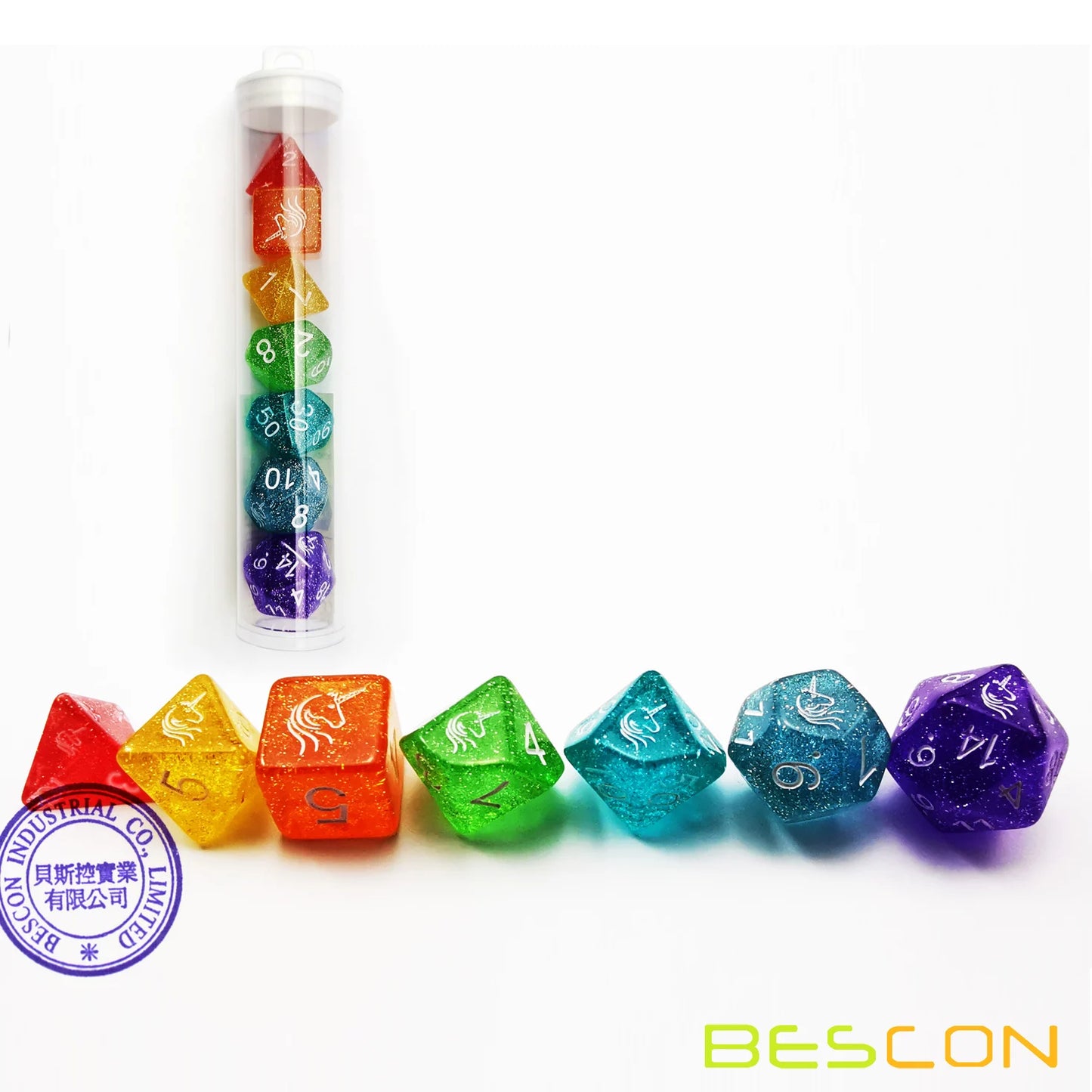 Unicorn Rainbow Sparkle Dice Set - What The Funk