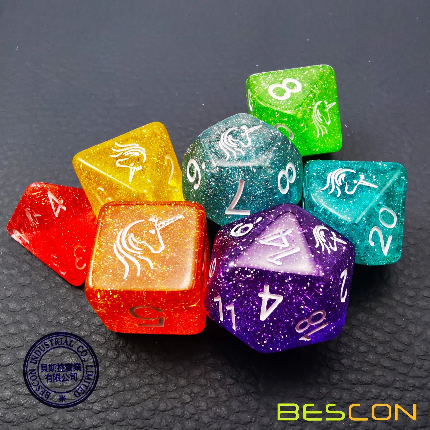 Unicorn Rainbow Sparkle Dice Set - What The Funk