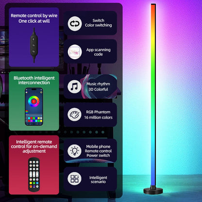 RGB LED Corner Floor Lamp With Remote Control and App - What The Funk