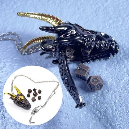 Dragon Necklace with Mini DND Dice Set - What The Funk