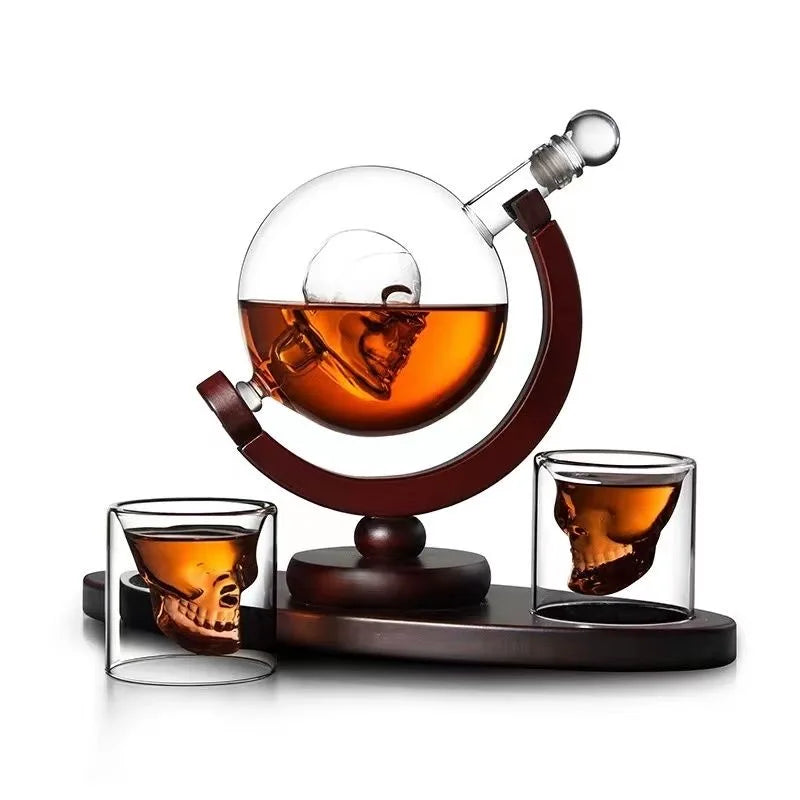 Skull Decanter with Lead-free Carafe Exquisite Wood-stand - What The Funk