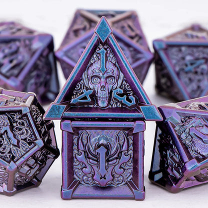 Metal Skull & Dragon Emblem Dice Set - What The Funk