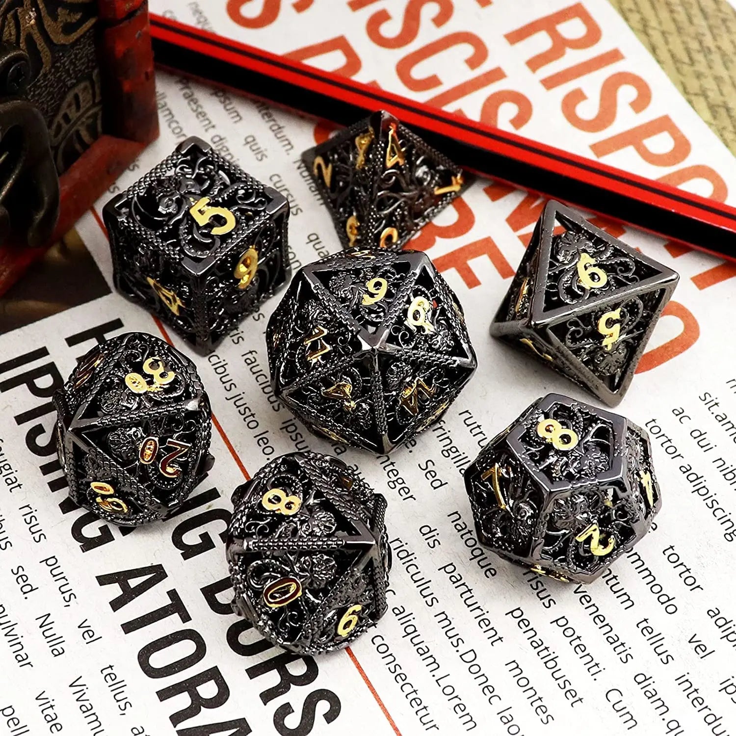 Hollow Metal Octopus Dice Set - What The Funk