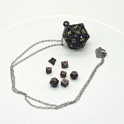 Hollow Metal Dice Necklace w/ Dice Set - What The Funk