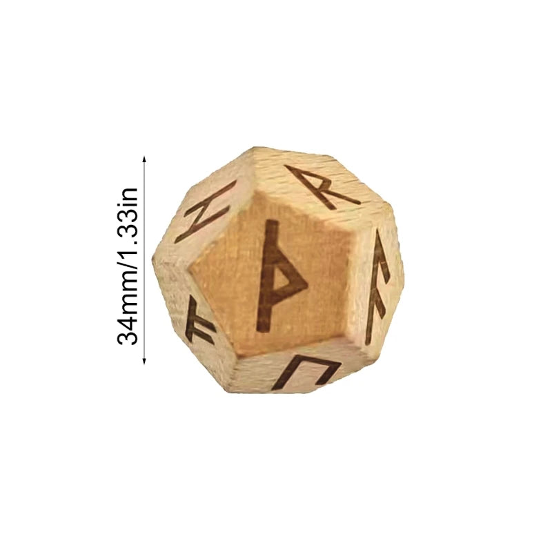 Dodecahedron Wooden Rune Dice (2 pieces) - What The Funk