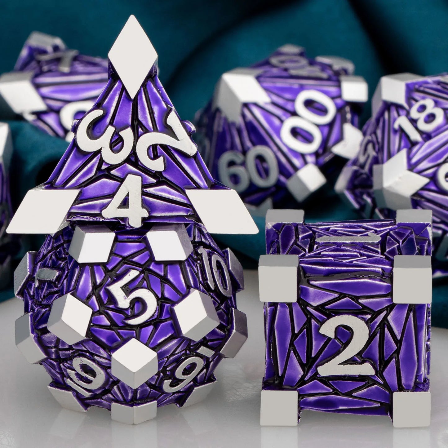 Metal Unique Borders Dice Set - What The Funk