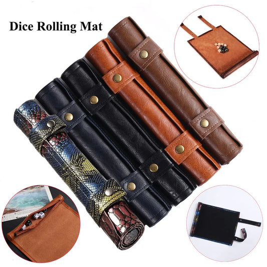 Folding Dice Mat Tray Rolling Mat with Zipper PU Leather Scroll Dice Bag - What The Funk