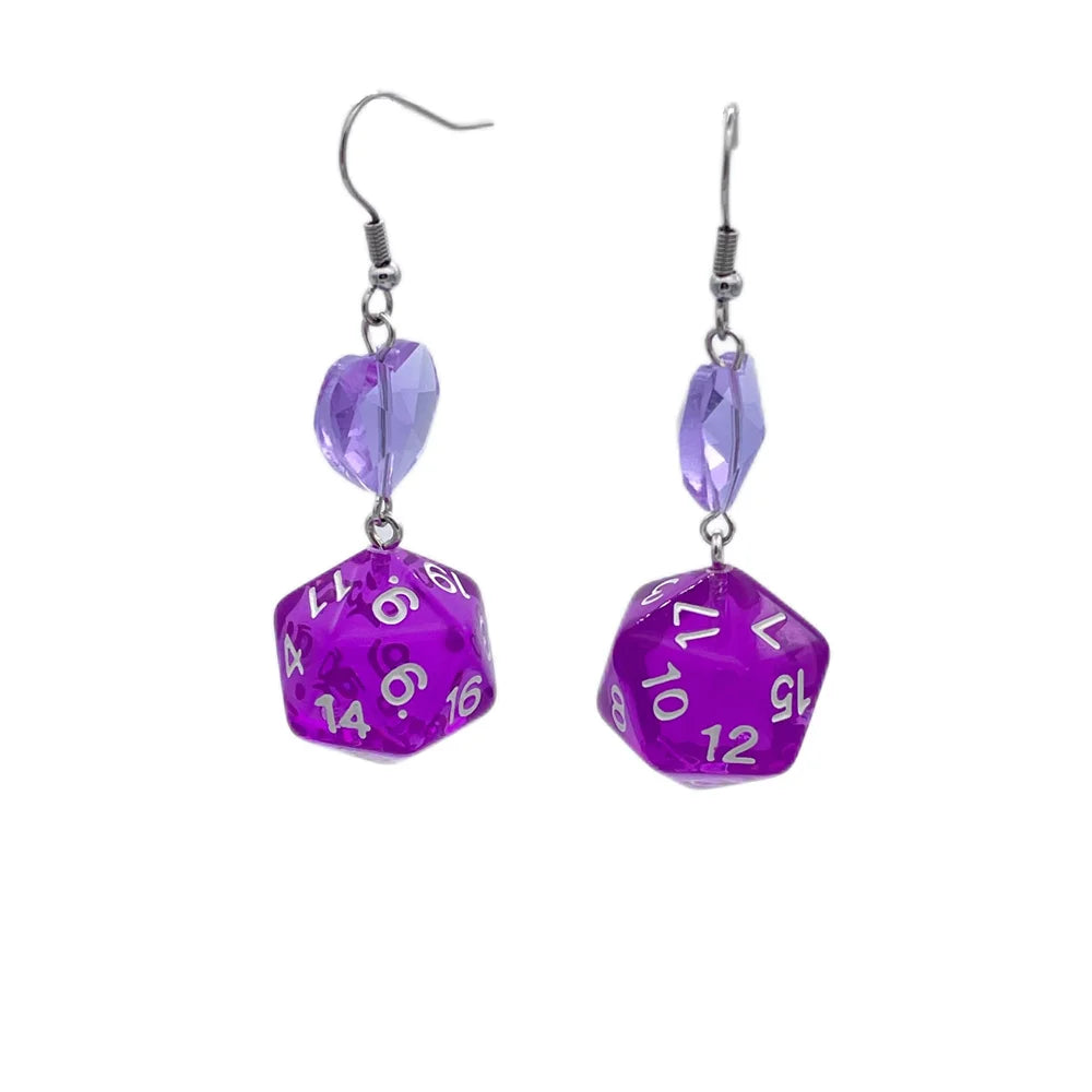 D20 Dice Love Heart Drop Earrings - What The Funk