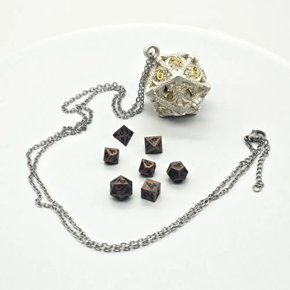 Hollow Metal Dice Necklace w/ Dice Set - What The Funk