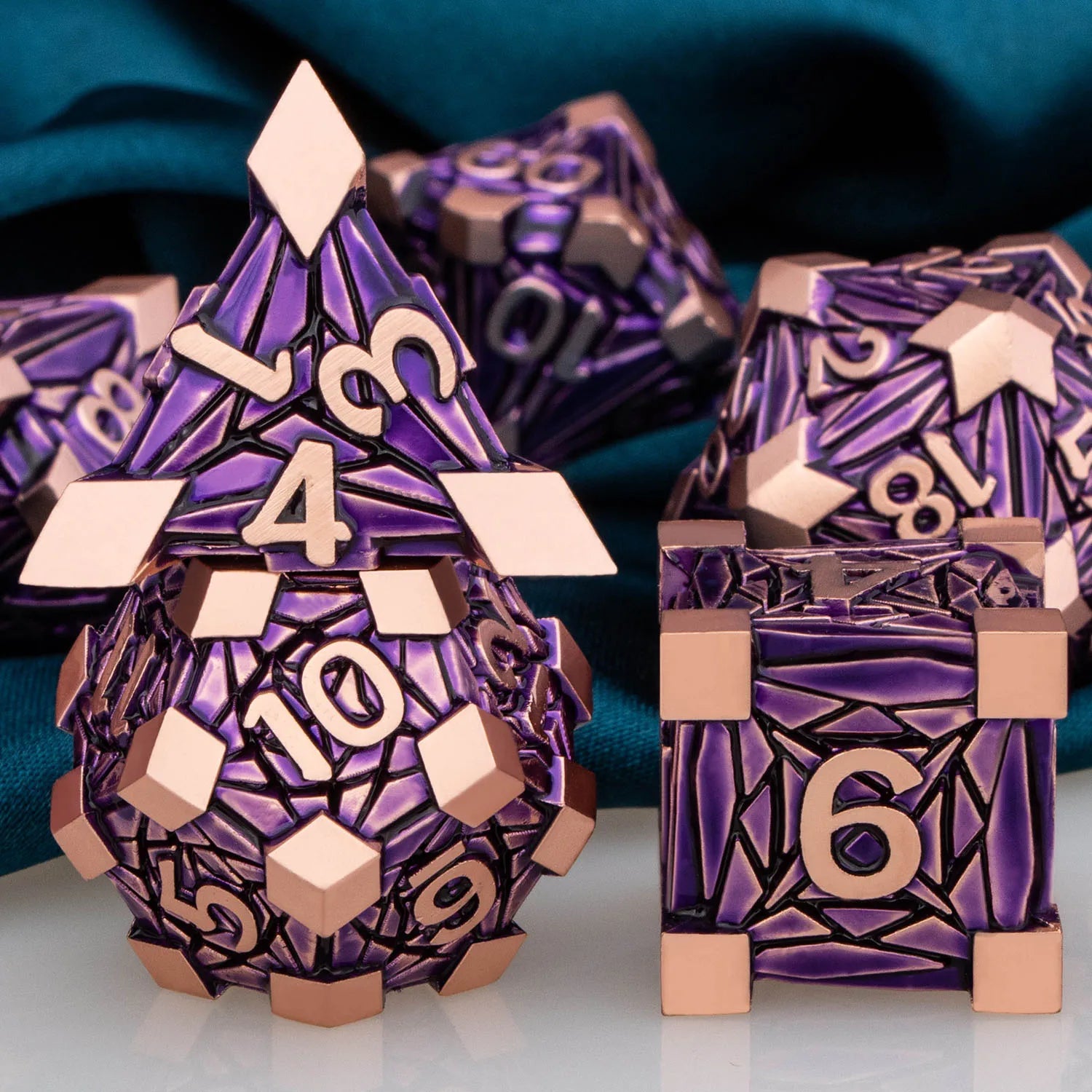 Metal Unique Borders Dice Set - What The Funk