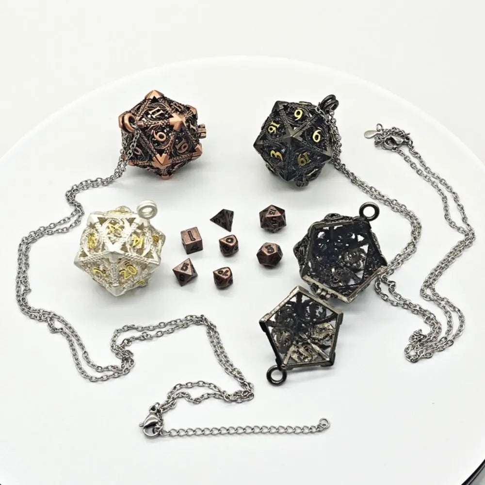 Hollow Metal Dice Necklace w/ Dice Set - What The Funk