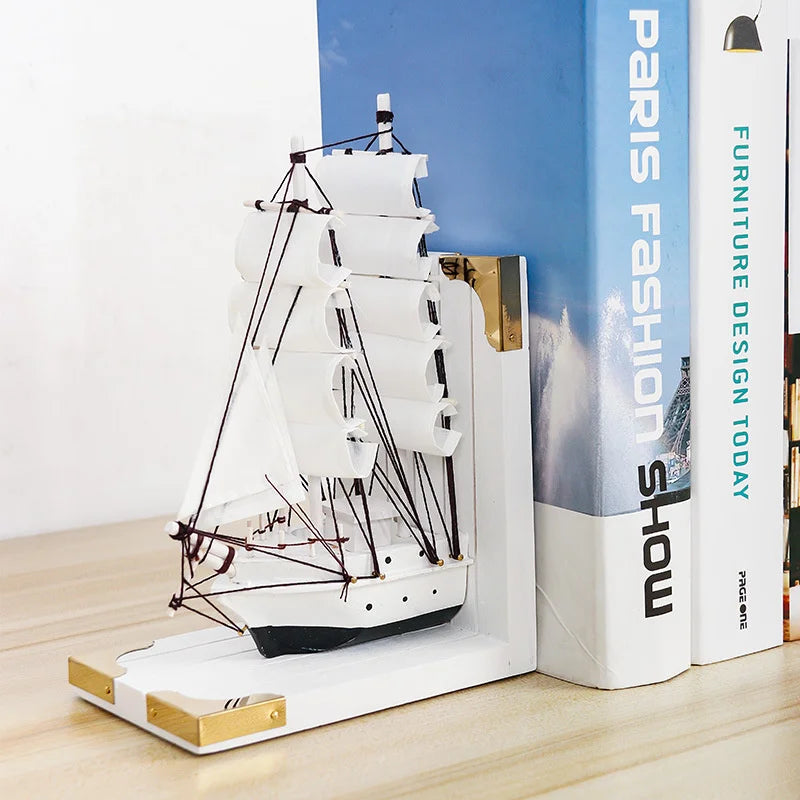 Wooden Sailboat Ship Bookend - What The Funk