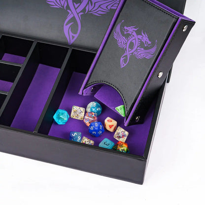 Multifunction Dice Box Leather - 3 in 1 Dice Case, Tray, & Tower