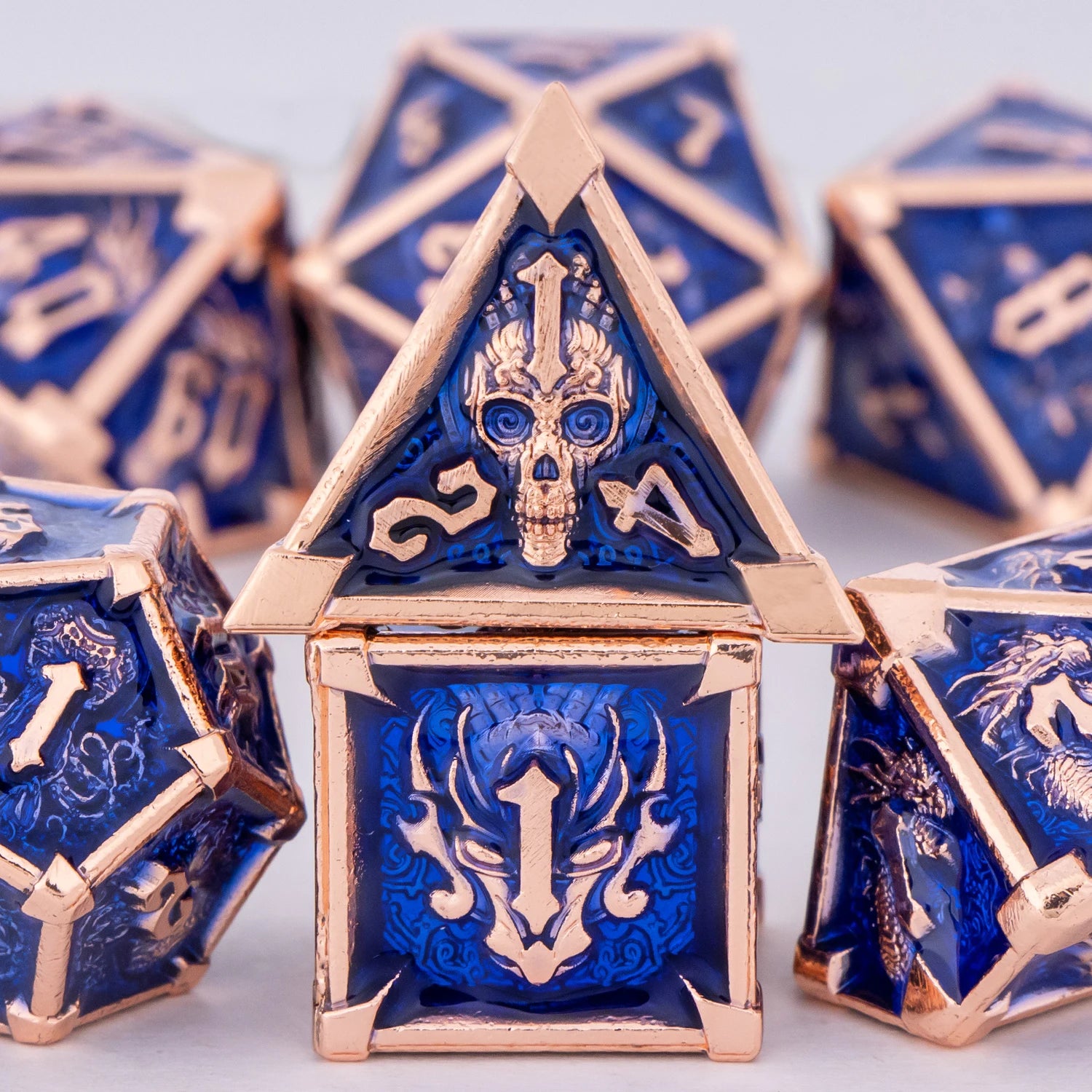 Metal Skull & Dragon Emblem Dice Set - What The Funk