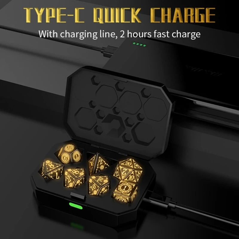 Glowing Polyhedral Dices with Charging Box - What The Funk