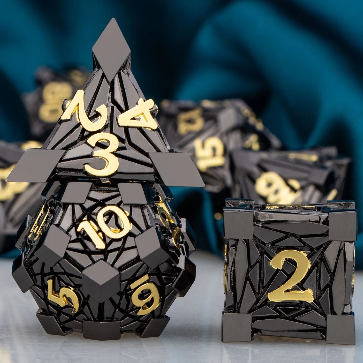 Metal Unique Borders Dice Set - What The Funk