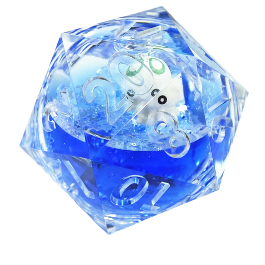 D20 Liquid Cord Floating Animal 50mm Dice - What The Funk