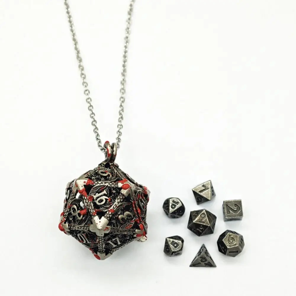 Hollow Metal Dice Necklace w/ Dice Set - What The Funk