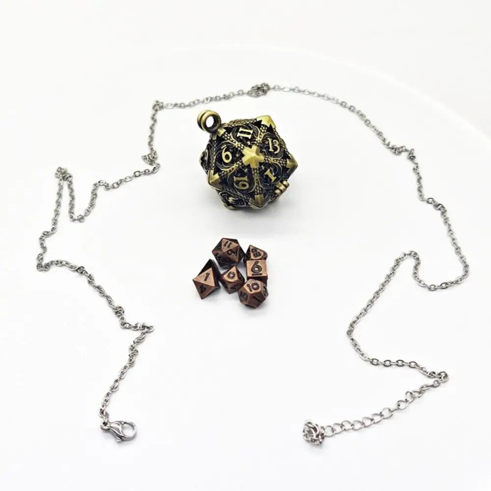 Hollow Metal Dice Necklace w/ Dice Set - What The Funk