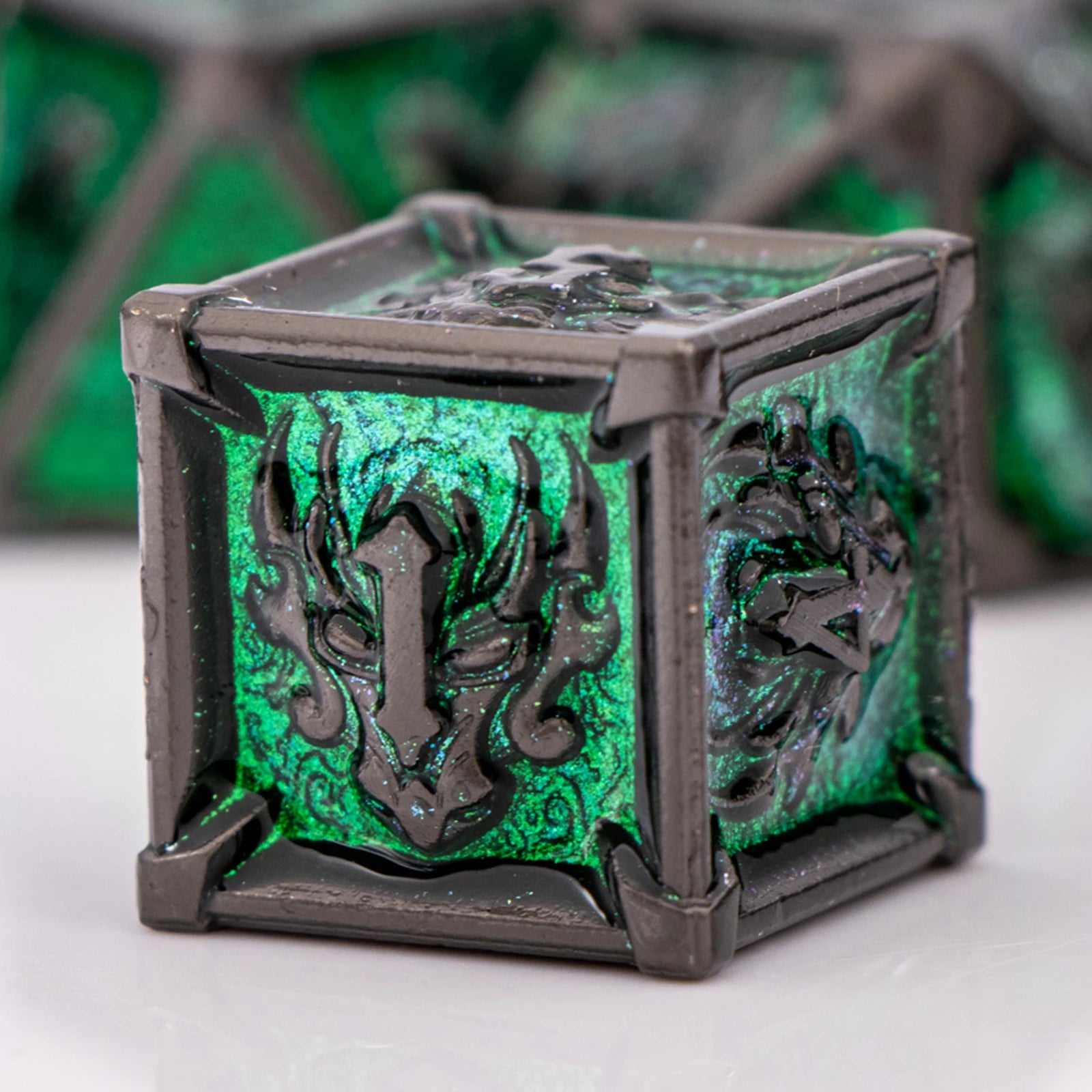 Metal Skull & Dragon Emblem Dice Set - What The Funk