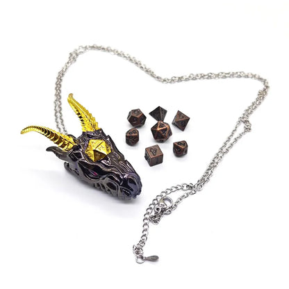 Dragon Necklace with Mini DND Dice Set - What The Funk