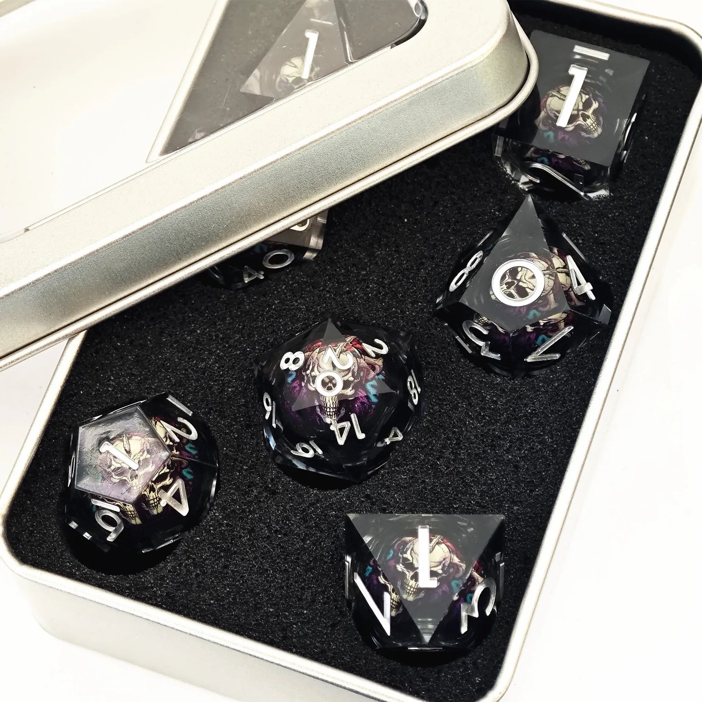 Sharp Edge Skull Liquid Core Dice Set - What The Funk