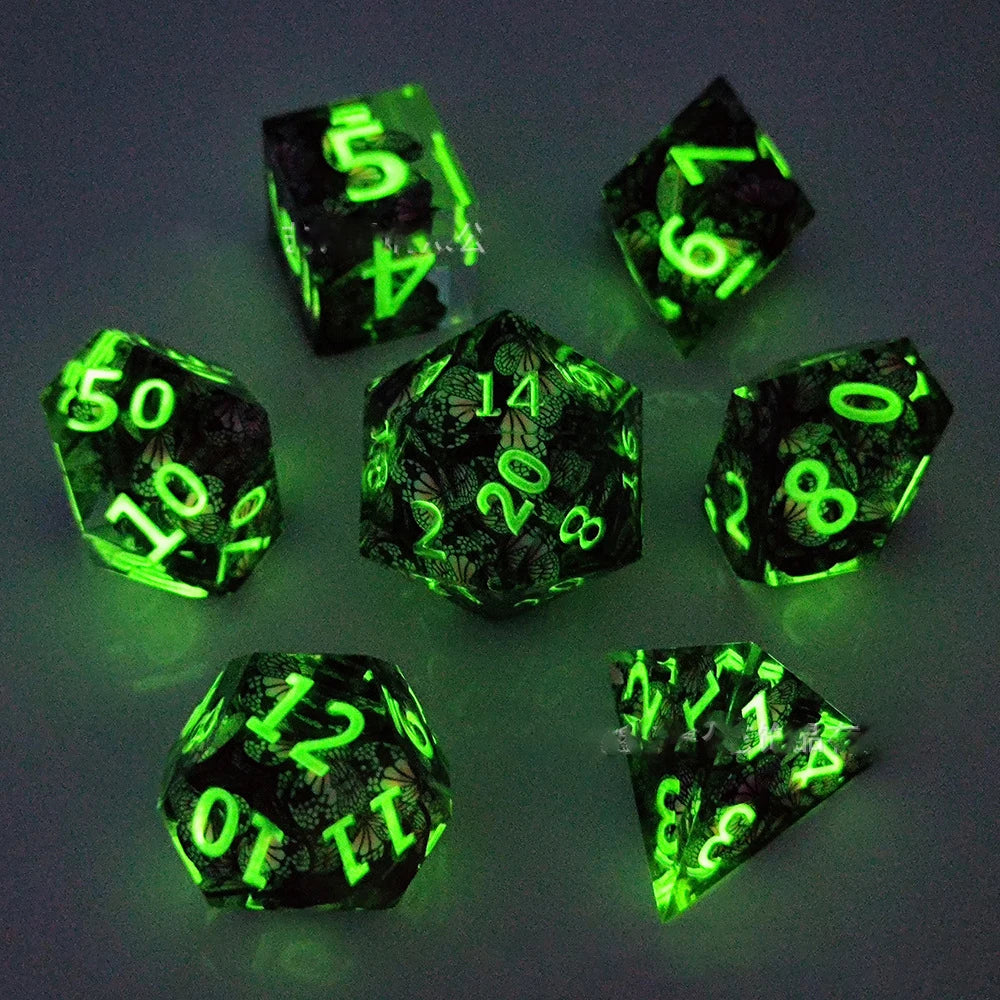 Glow-In-The-Dark Dice Set Handmade - What The Funk