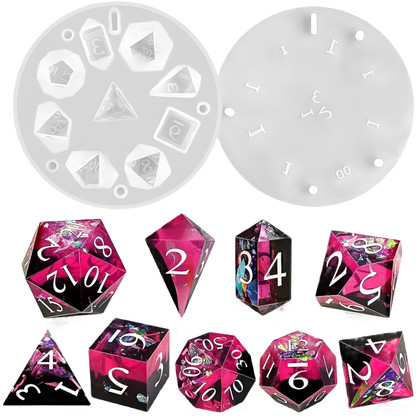 Sharp Edge Polyhedral Dice Mold 9 Piece - What The Funk