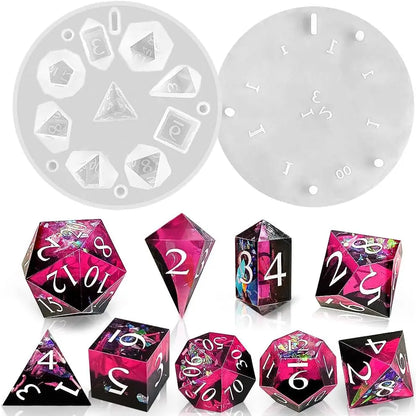 Sharp Edge Polyhedral Dice Mold 9 Piece - What The Funk