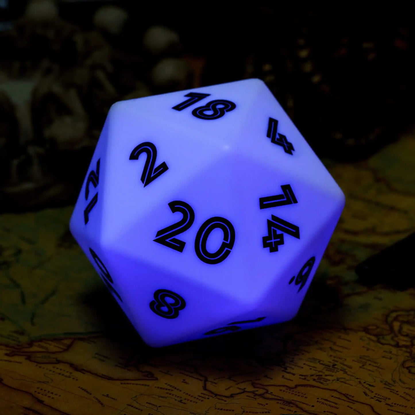 USB Rechargeable Dice Giant 20 Sided LED Lamp - What The Funk