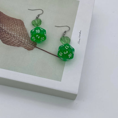 D20 Dice Love Heart Drop Earrings - What The Funk