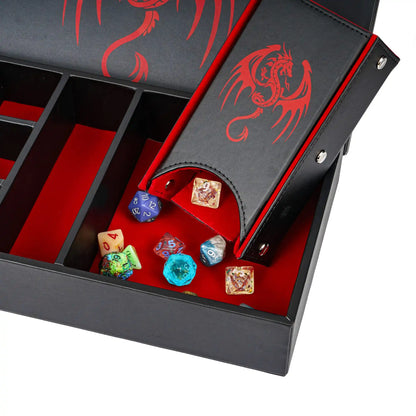 Multifunction Dice Box Leather - 3 in 1 Dice Case, Tray, & Tower
