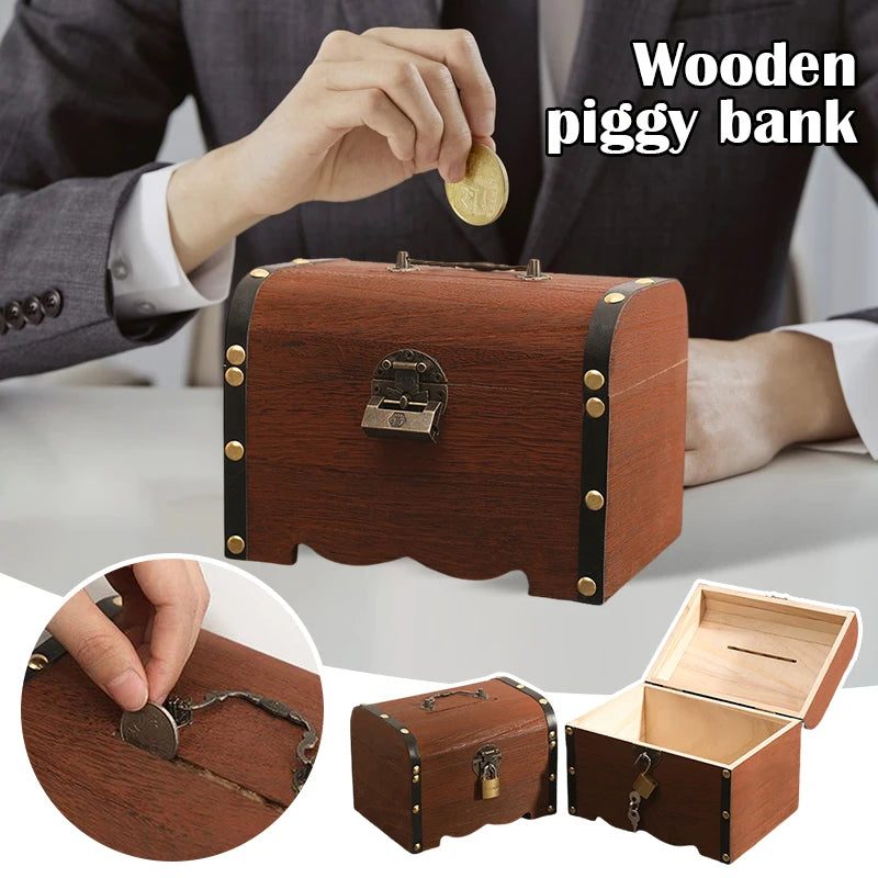 Wooden Treasure Chest Piggy Bank - What The Funk