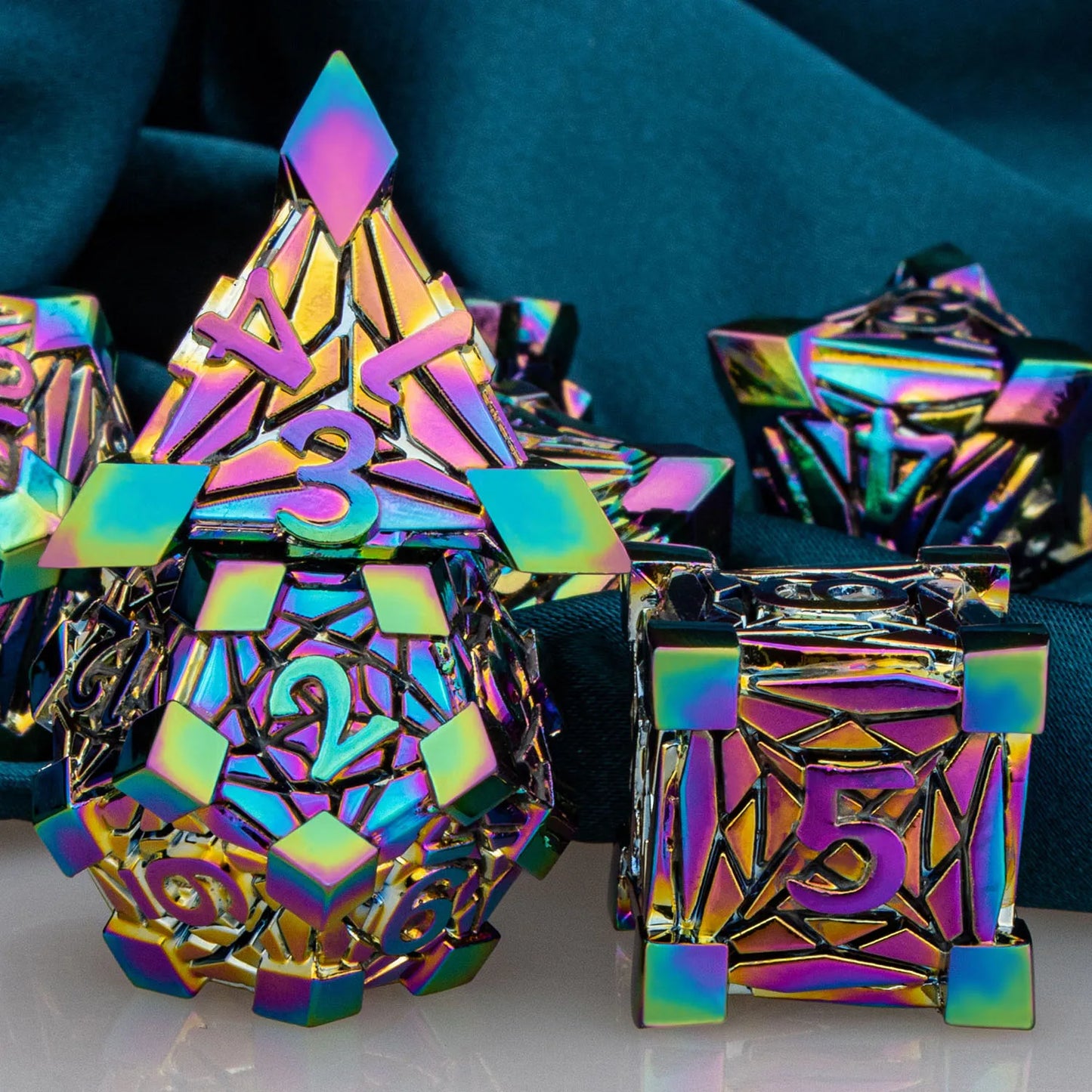 Metal Unique Borders Dice Set - What The Funk