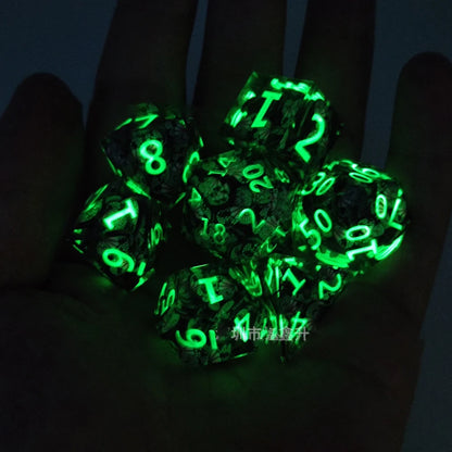 Glow-In-The-Dark Dice Set Handmade - What The Funk