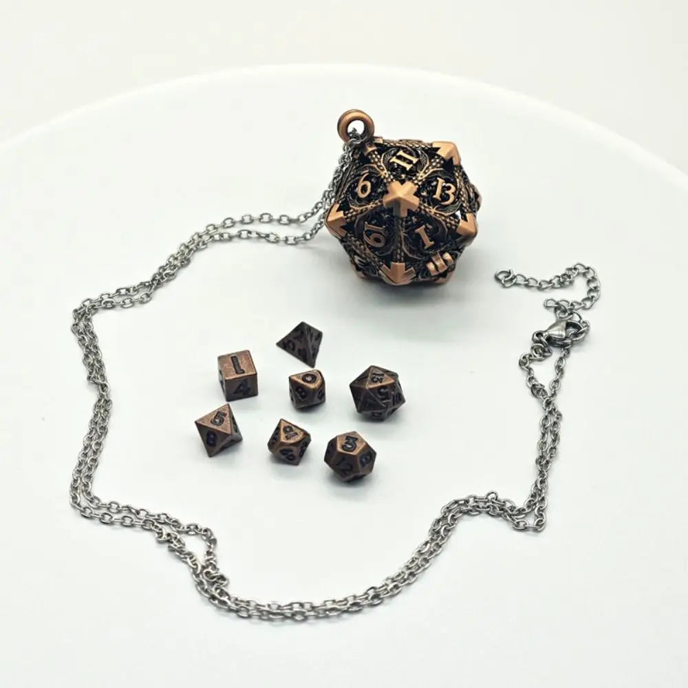 Hollow Metal Dice Necklace w/ Dice Set - What The Funk