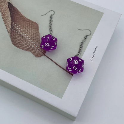 D20 Dice Love Heart Drop Earrings - What The Funk