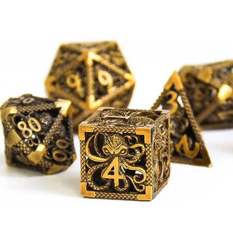 Hollow Metal Octopus Dice Set - What The Funk